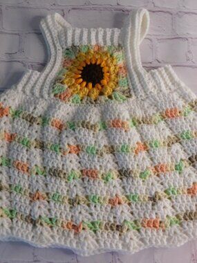 Crochet Baby Dress, Sunflower Outfit, Newborn Photo Prop, Baby Shower Gift